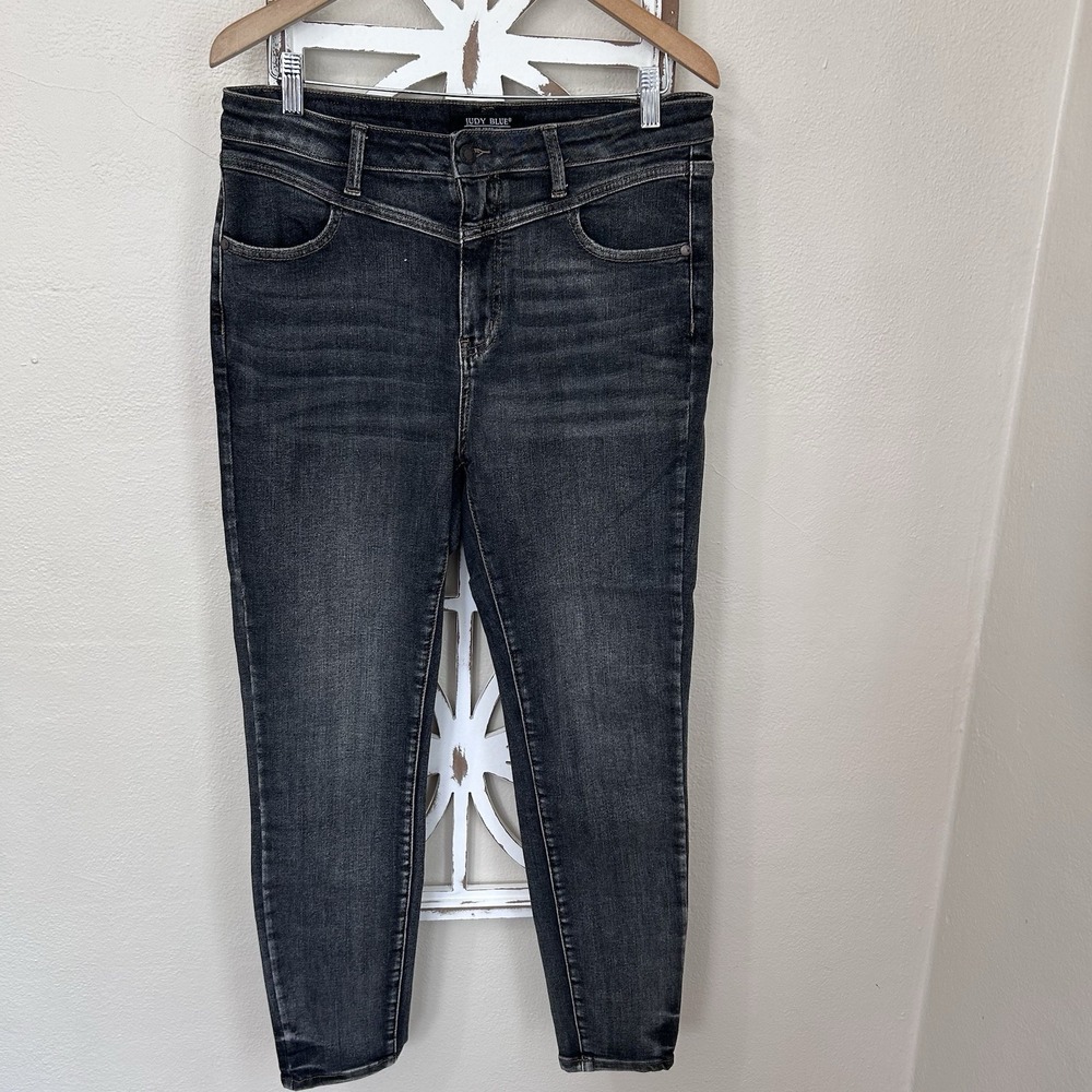 JUDY BLUE size 13/31 CHARCOAL GRAY HIGH RISE SKINNY FIT DENIM JEANS *J192 - Picture 1 of 5